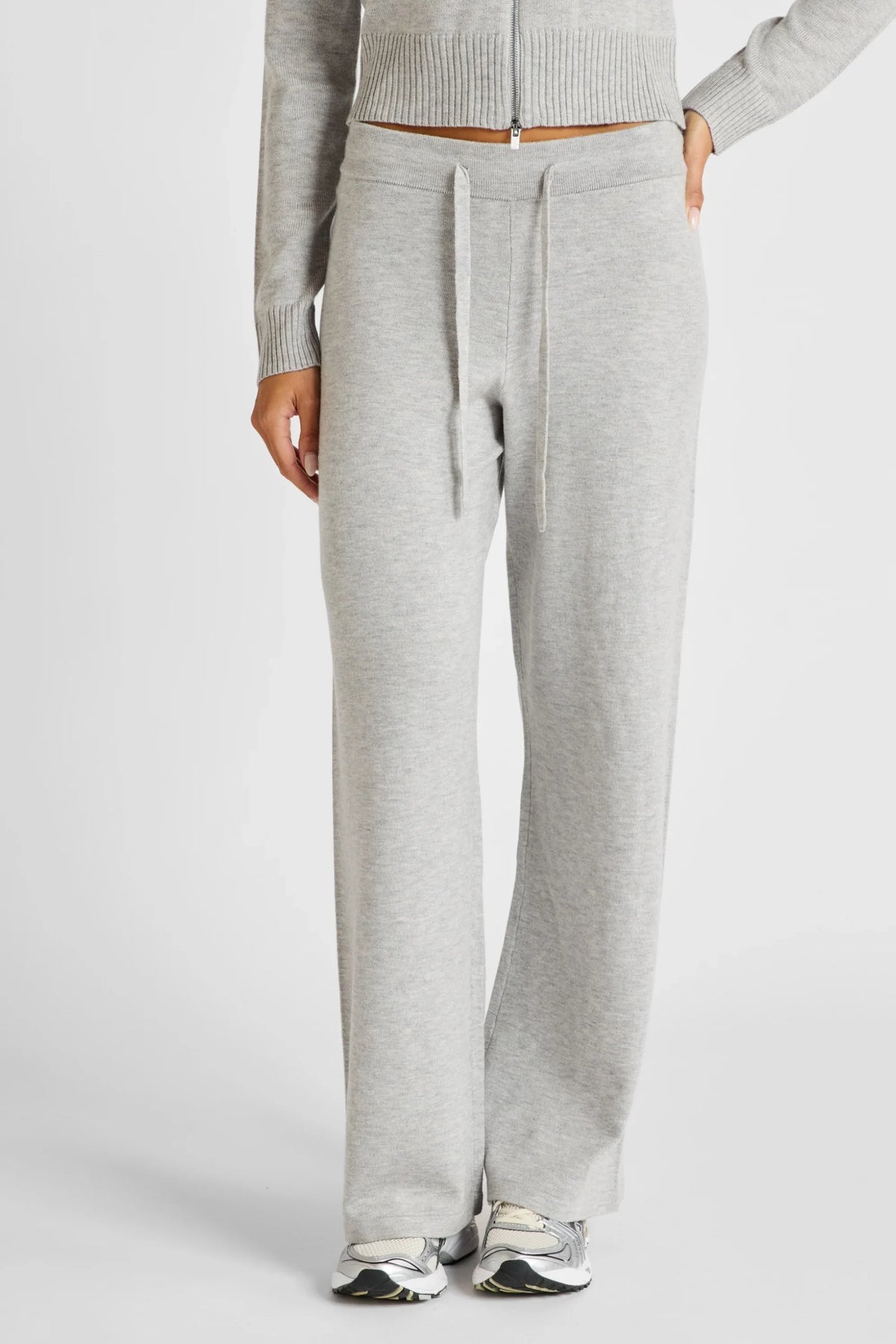 Image of Activewear. Product name - Wide Leg Knit Pant in Grey colour by brand - All Fenix