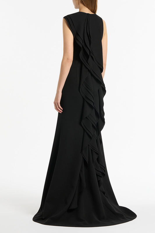 Carla Zampatti Crepe Petal Back Gown (Black)