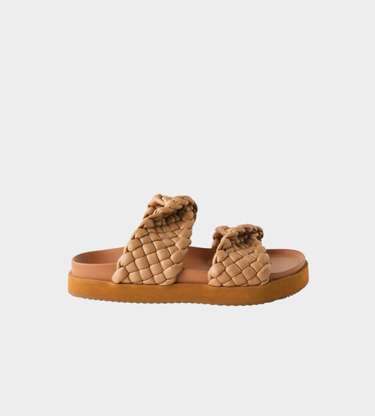 Image of Slippers. Productname: Walnut Melbourne Mim Slide in Light Tan colour by brand - Walnut Melbourne