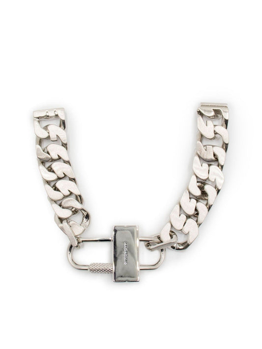 Image of Bracelets. Product name - G Chain Lock Small Silver Bracelet in Silver colour by brand - GIVENCHY