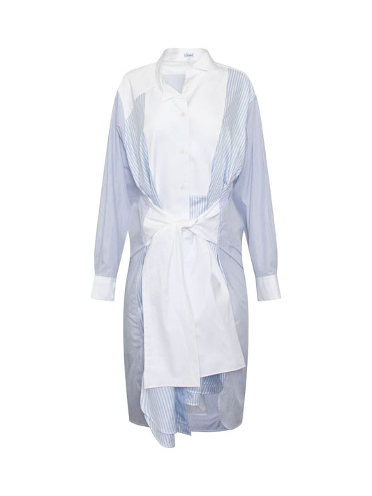 Image of a model wearing Dress. Productname: LOEWE Stripe Shirtdress in Blue colour by brand - LOEWE