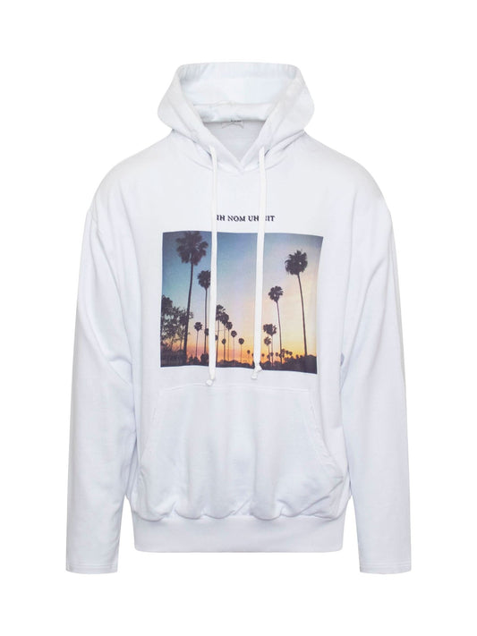 Image of a model wearing Outerwear. Productname: IH NOM UH NIT Sunset Hoodie in WHITE colour by brand - IH NOM UH NIT