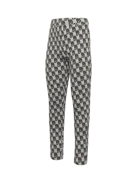 WE11DONE Fitted Knit Side Open Jacquard Trouser (White)