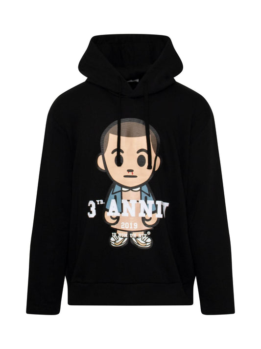 Image of a model wearing Outerwear. Productname: IH NOM UH NIT Big 3 Eleven Hoodie in BLACK colour by brand - IH NOM UH NIT