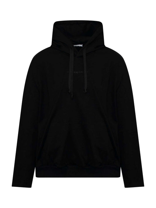 Image of a model wearing Outerwear. Productname: IH NOM UH NIT Boy Chair Hoodie in BLACK colour by brand - IH NOM UH NIT