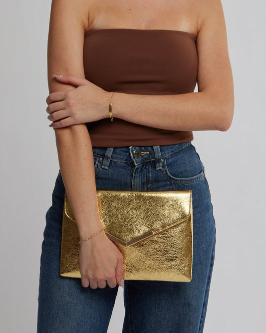 Image of Clutch Bags. Productname: Colette Gold Jordana Clutch Bag in Gold colour by brand - Colette