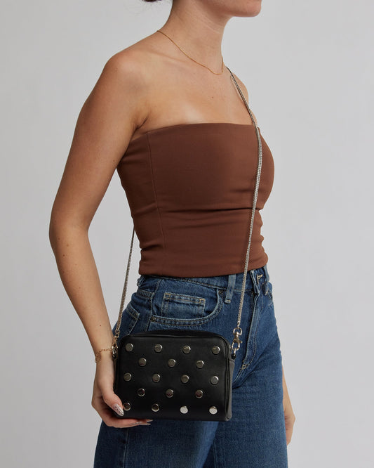 Image of Bags. Productname: Colette Black Suri Stud Crossbody Bag in Black colour by brand - Colette