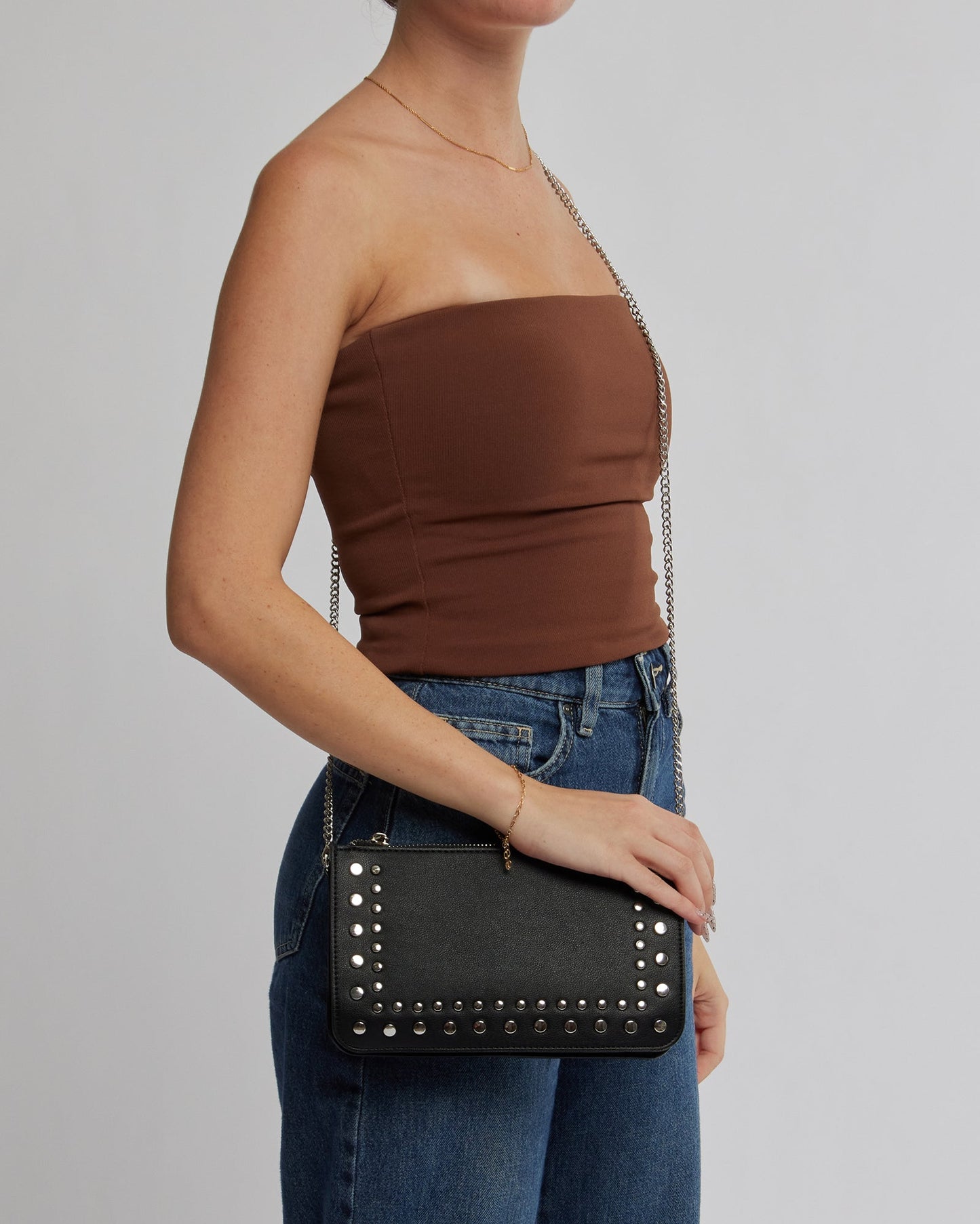 Image of Bags. Product name - Black Willow Stud Crossbody Bag in Black colour by brand - Colette by Colette Hayman