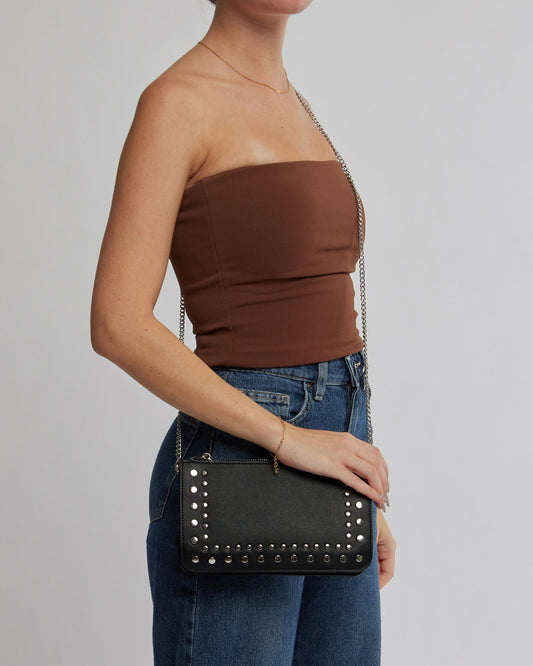 Image of Bags. Product name - Black Willow Stud Crossbody Bag in Black colour by brand - Colette by Colette Hayman