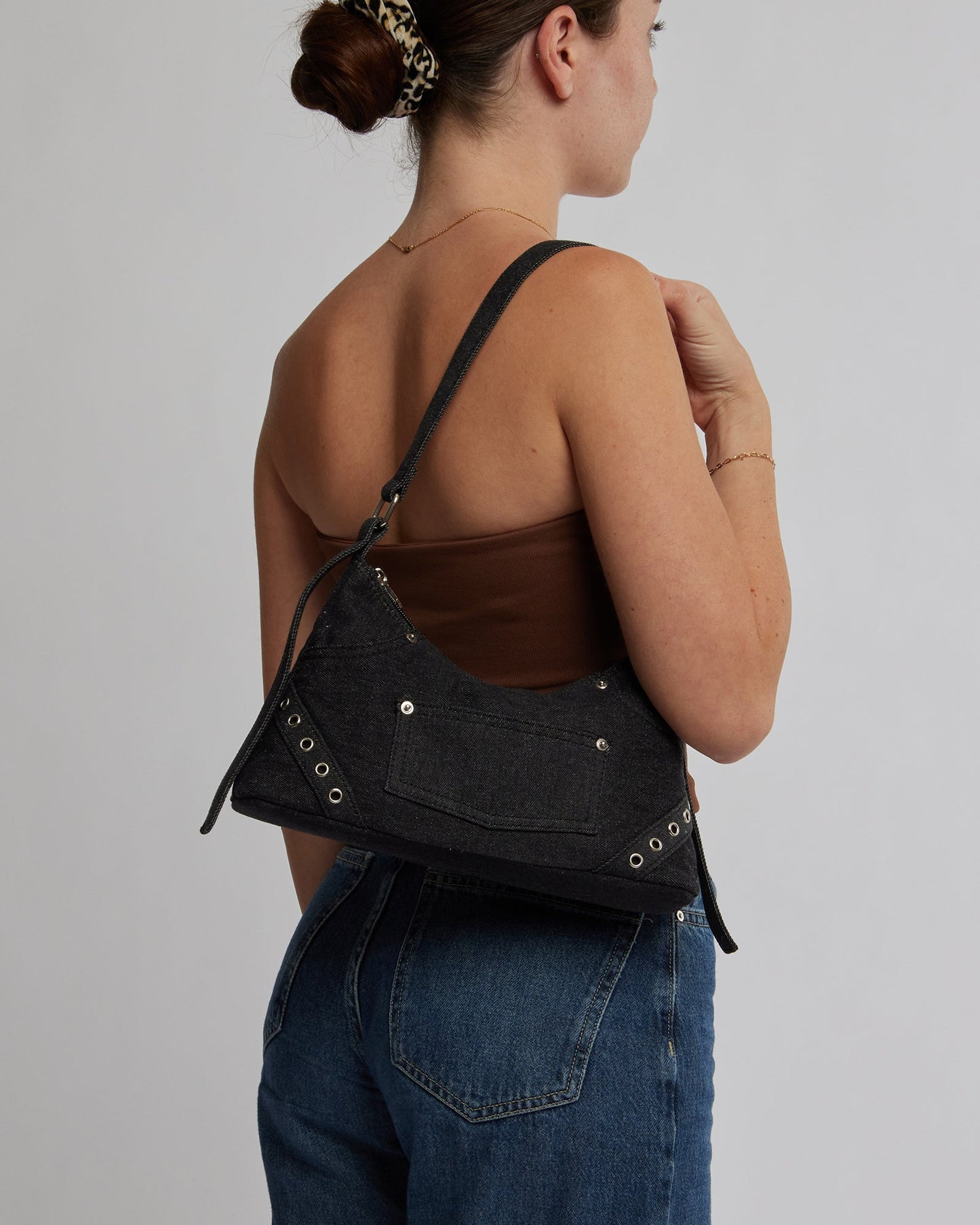 Colette Ashley Black Shoulder Bag (Denim)