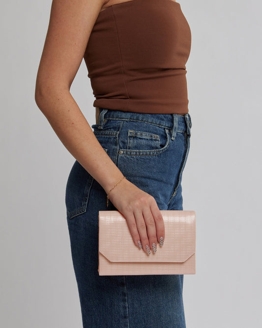 Image of Clutch Bags. Product name - Rose Gold Penny Flap Clutch Bag in Gold colour by brand - Colette by Colette Hayman