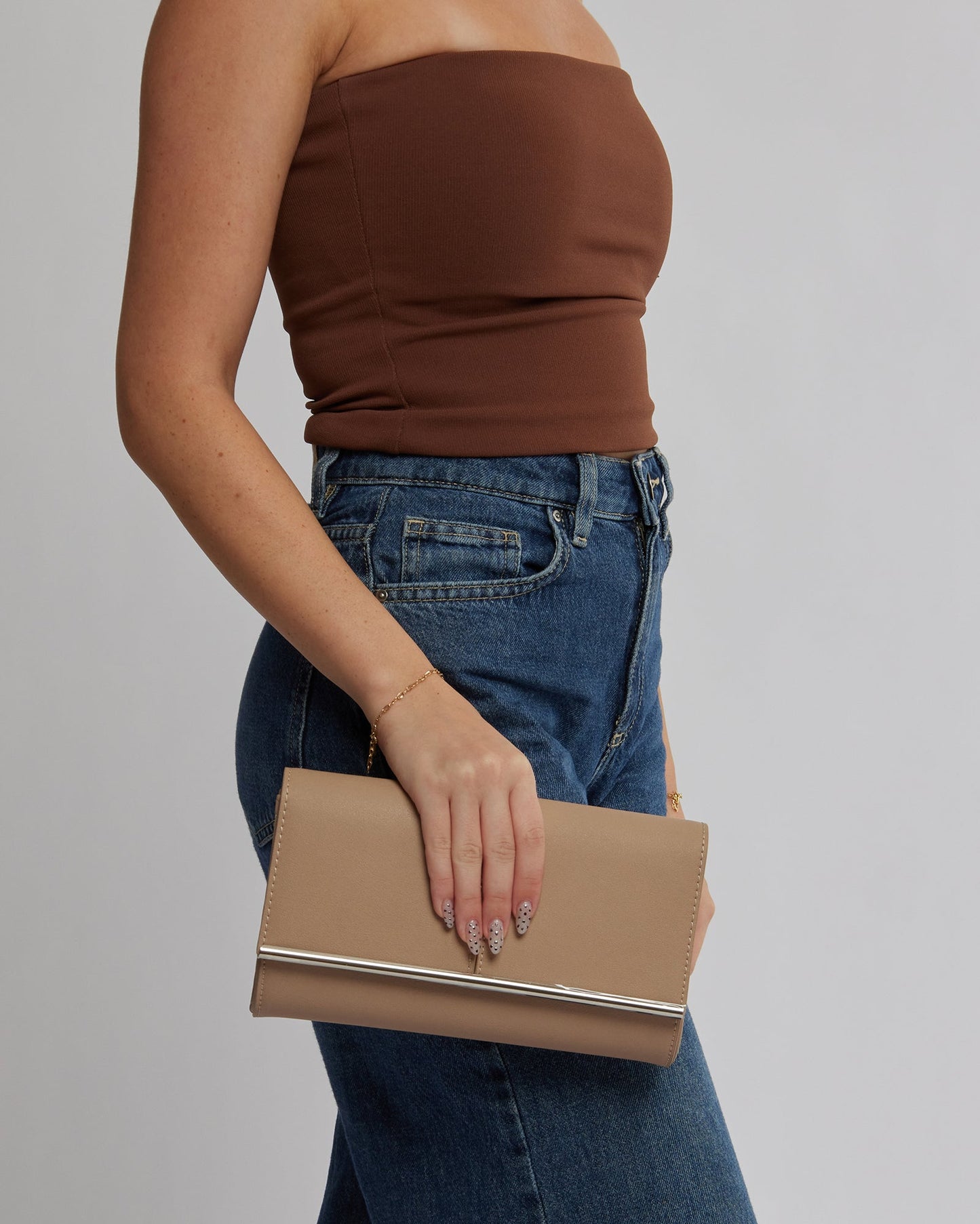 Image of Clutch Bags. Product name - Natural Vevay Panel Clutch Bag in Natural colour by brand - Colette by Colette Hayman