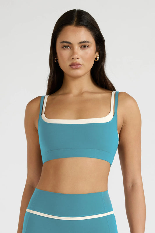 Image of Activewear. Product name - ALLFENIX CloudCore Contrast Double Layer Sports Bra in Blue colour by brand - All Fenix