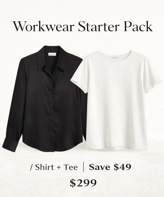 Image of a model wearing Uniforms & Workwear. Productname: The Fable Workwear Starter Pack in Pack colour by brand - The Fable