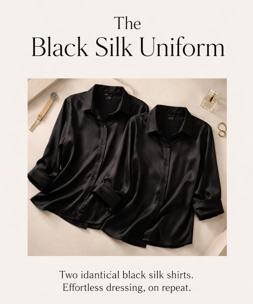 Image of Shirts. Product name - The Black Silk Uniform in Black colour by brand - The Fable