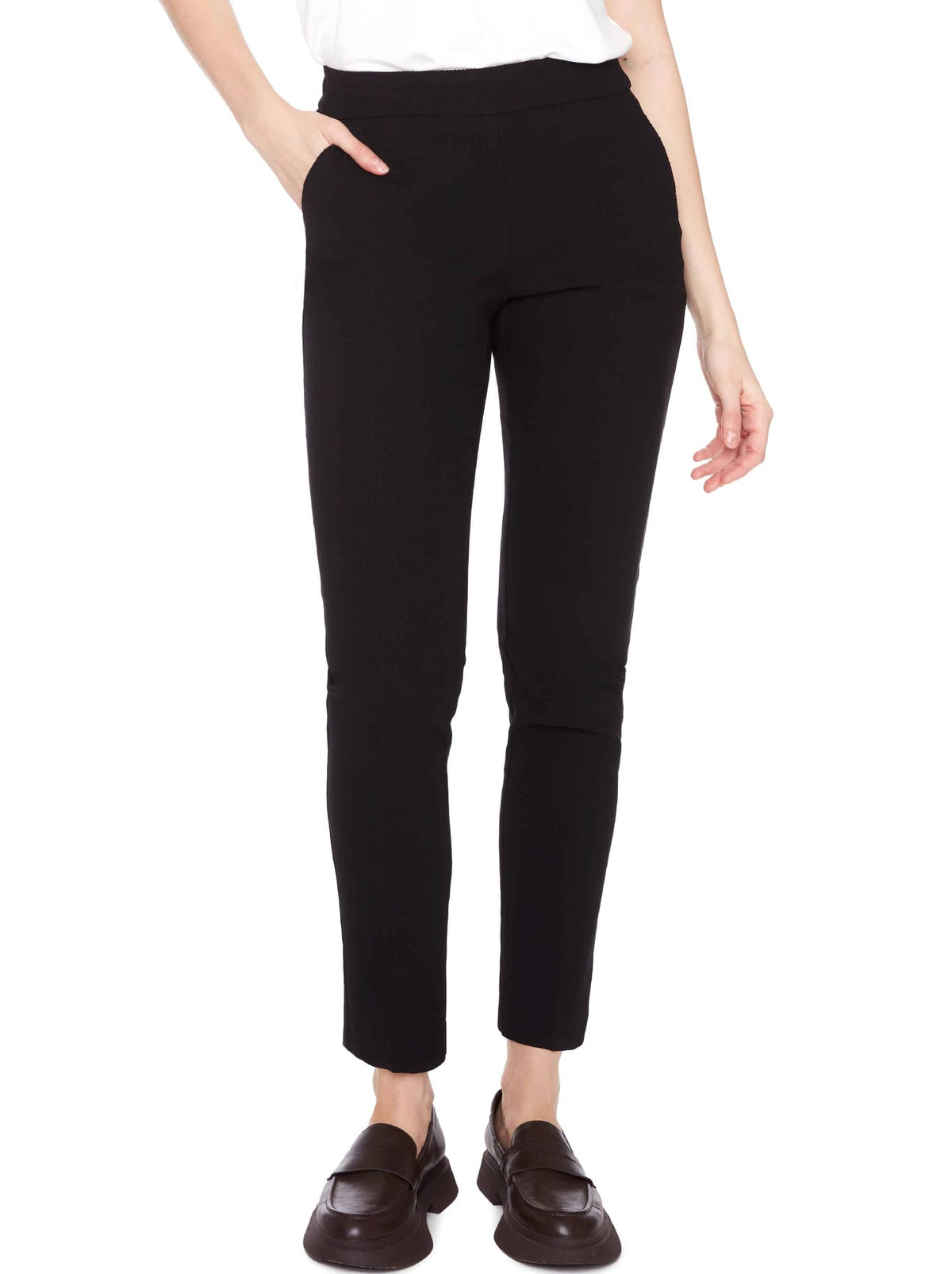 Image of a model wearing Pants. Product name - UP! TEXTURED TECHNO PANT in Black colour by brand - Up Pants