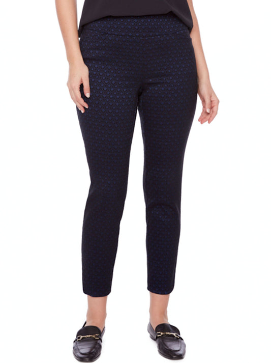 Image of a model wearing Pants. Productname: Up! 28" Petal-Slit Techno Ankle Pant in Blaze colour by brand - Up Pants