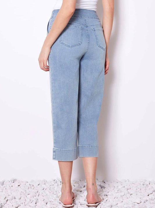 UP! DENIM WIDE CROP PANT (Light Blue)