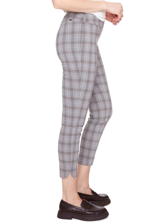 UP! PLAID TECHNO PETAL-SLIT ANKLE PANT (Ashville)