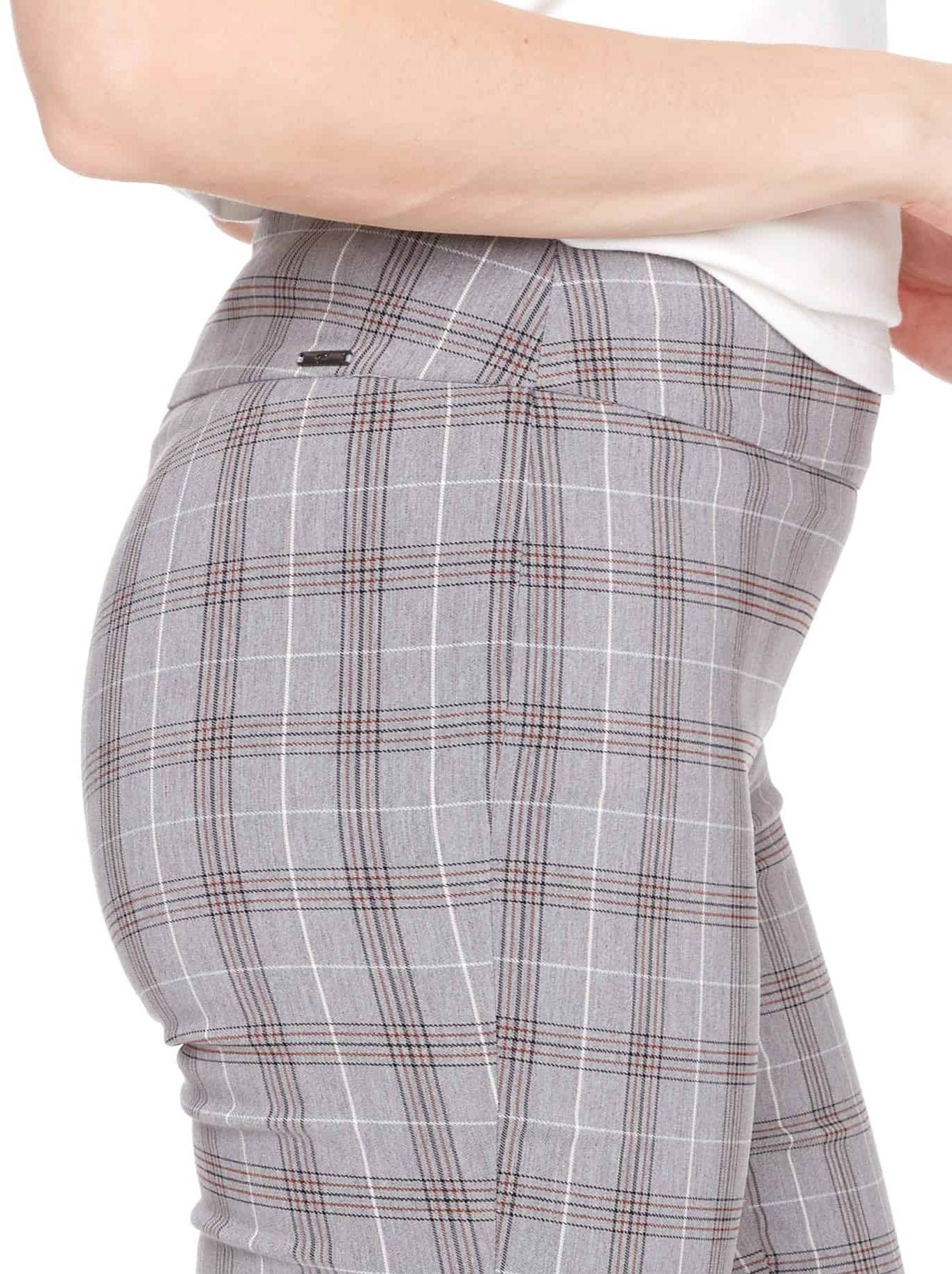 UP! PLAID TECHNO PETAL-SLIT ANKLE PANT (Ashville)