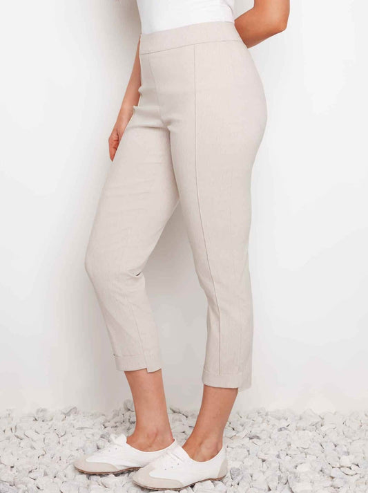 UP! TECHNO CUFFED HIGH LOW CROP (Linen)