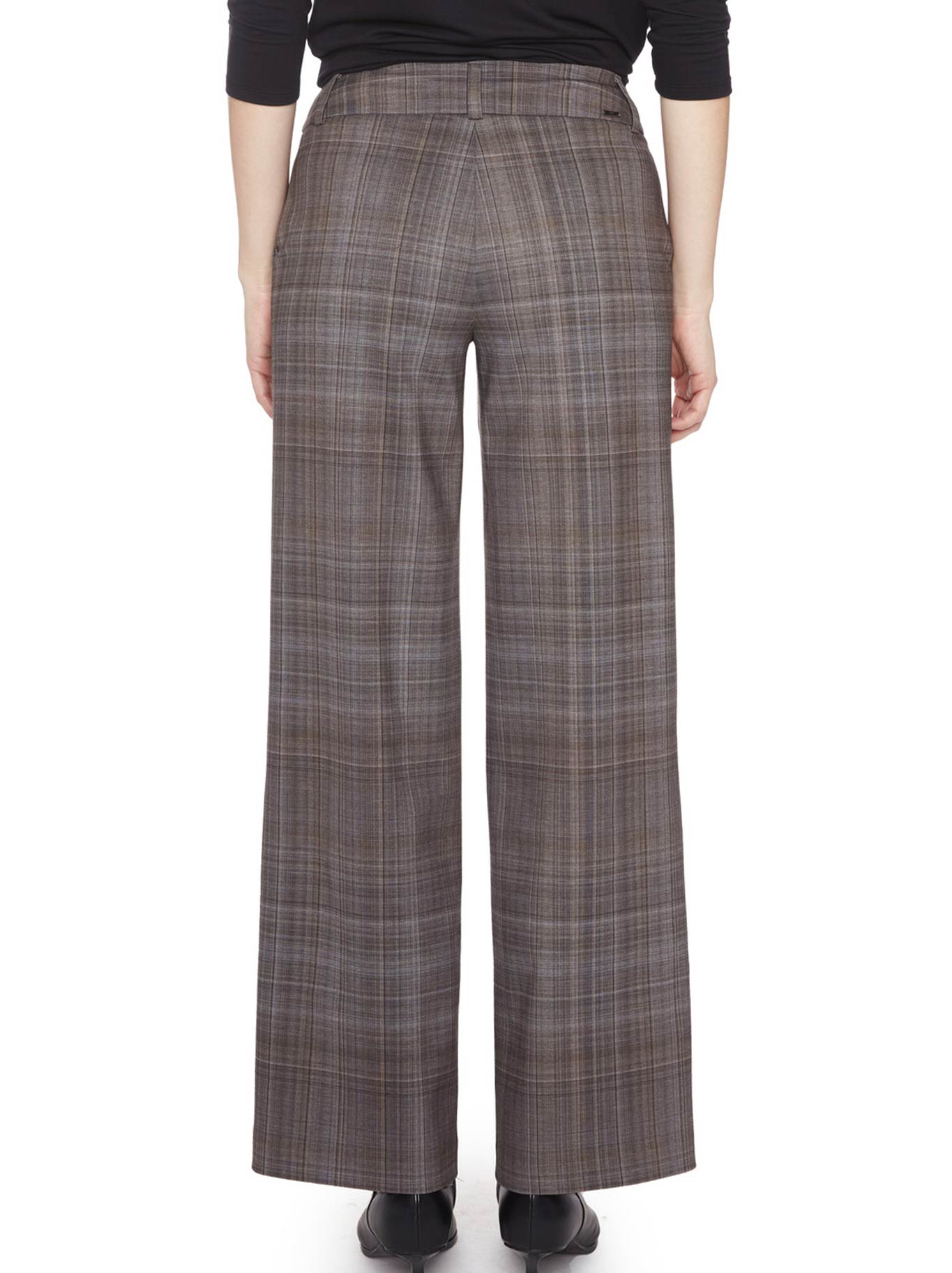 UP! FULL LENGH WIDE LEG PLAID PONTE PANT (Honey Plaid)