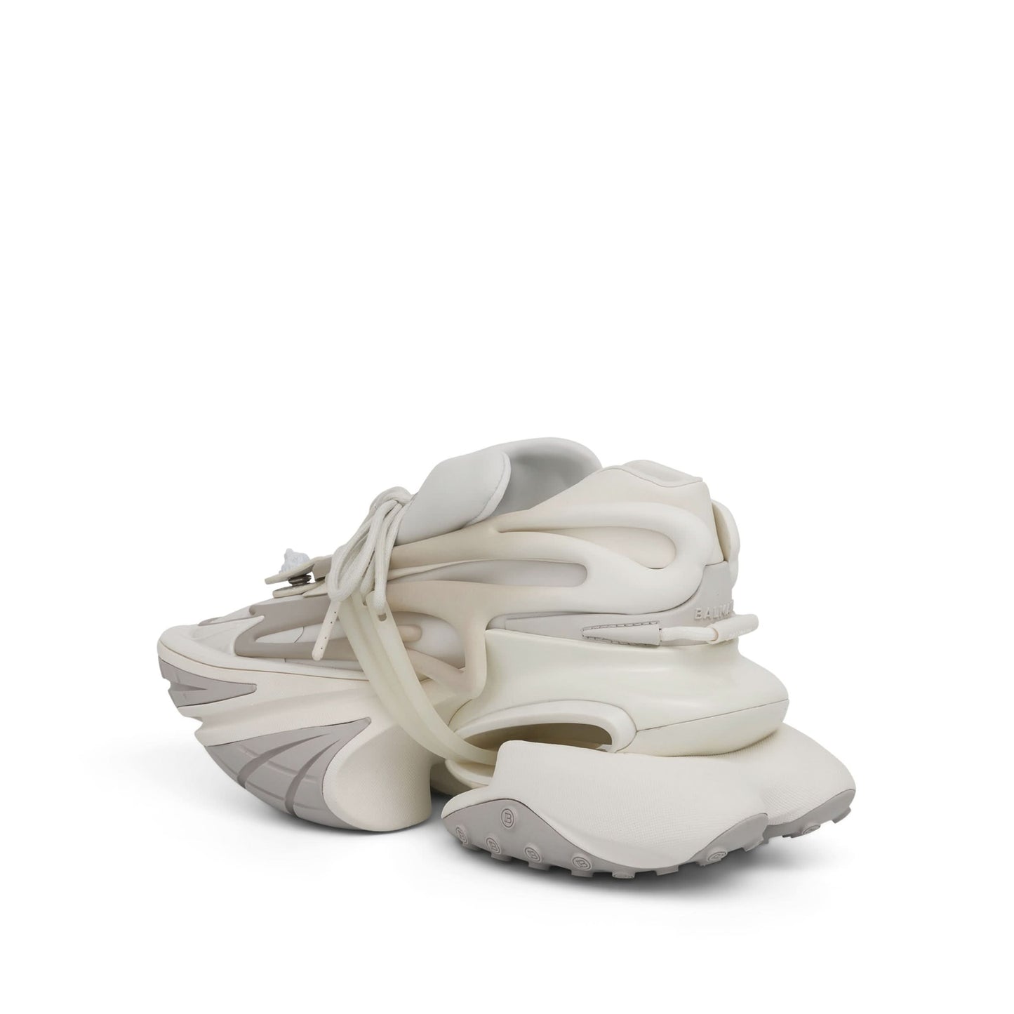 BALMAIN Neoprene & Calfskin Unicorn Sneaker (White)