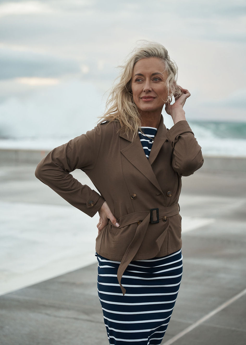 Lou Lou Sofie Cropped Bamboo Trench Coat (Chocolate)