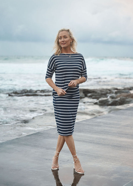 Lou Lou Camila Bamboo Top (Navy Stripe)