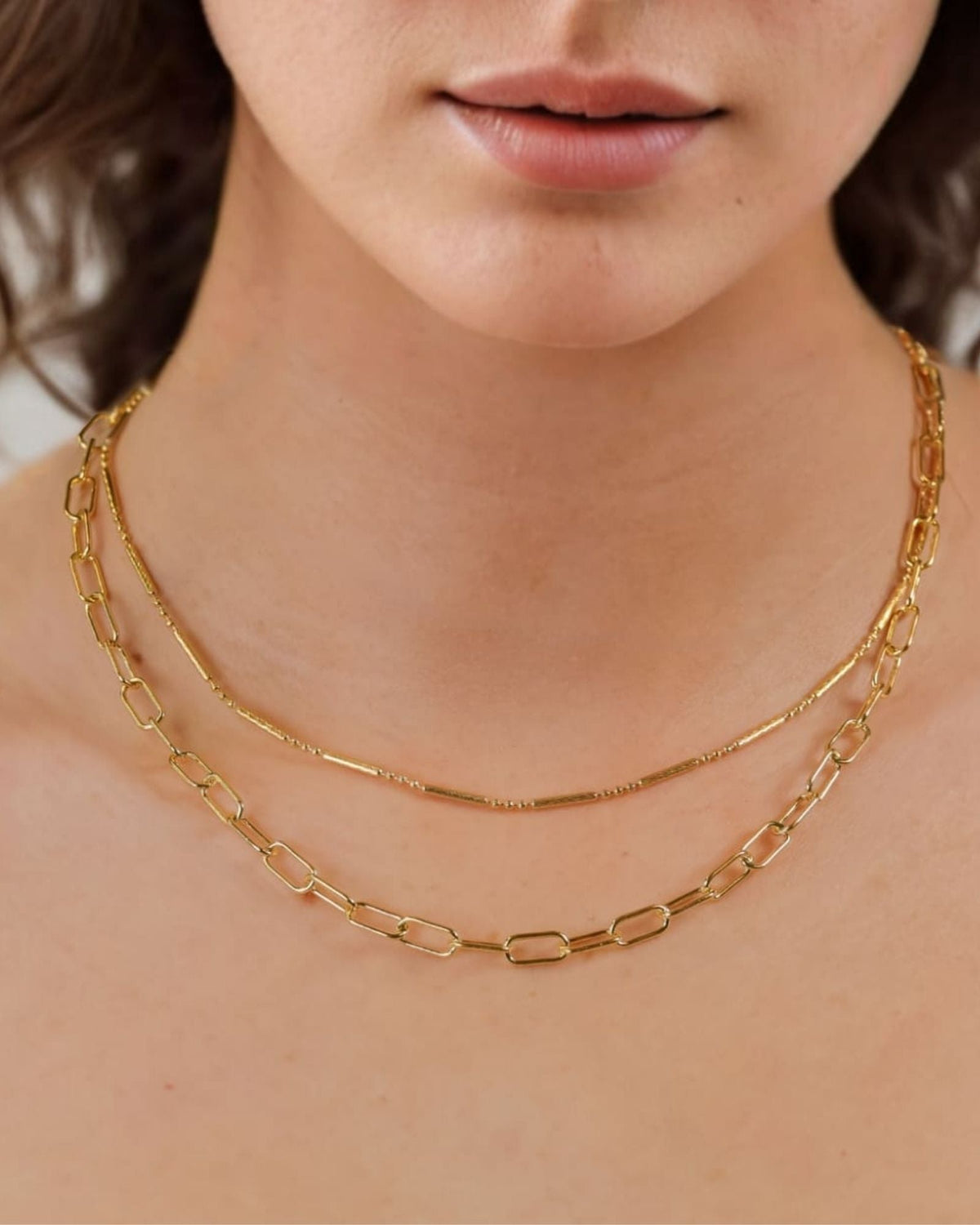 LAVANA Valencia Beaded Tube Gold Chain Necklace