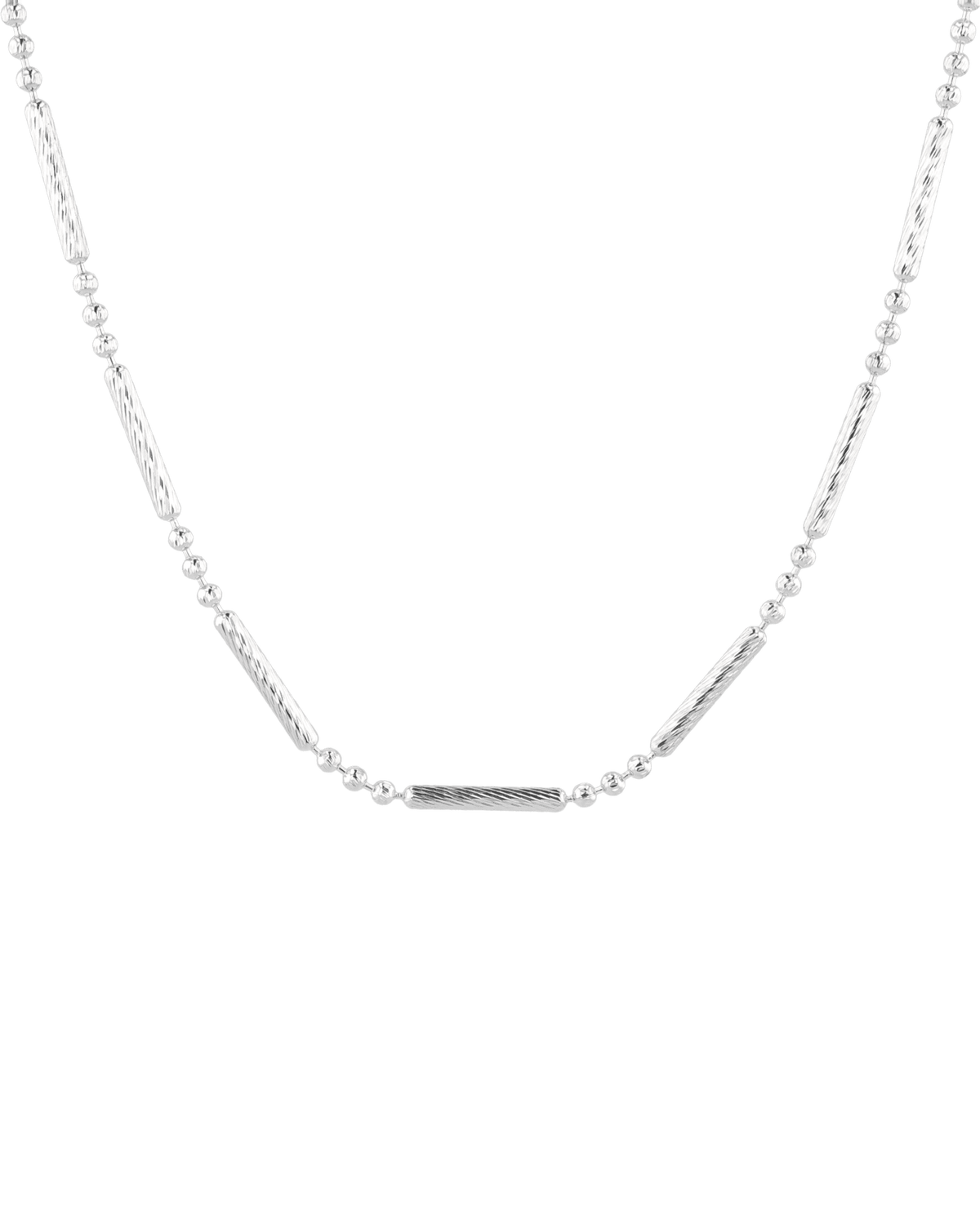 Image of Necklaces. Product name - Valencia Beaded Tube Silver Chain Necklace in colour by brand - LAVANA