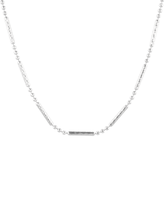 Image of Necklaces. Product name - Valencia Beaded Tube Silver Chain Necklace in colour by brand - LAVANA