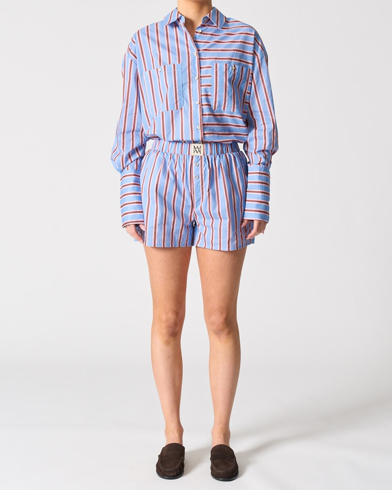Image of a model wearing Shorts. Productname: Walnut Melbourne Valencia Short in Vacay Stripe colour by brand - Walnut Melbourne