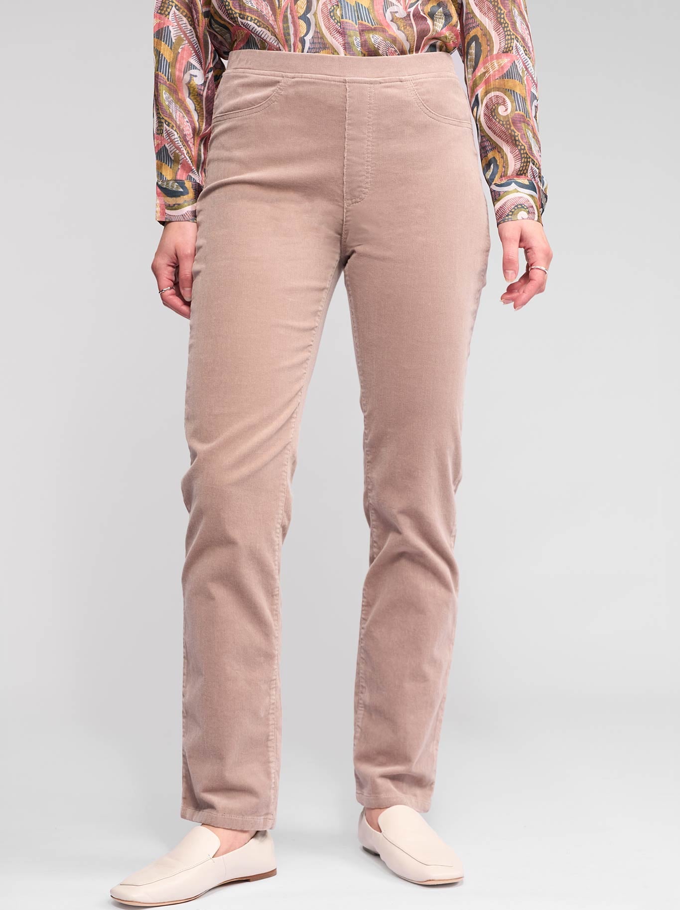 Vassalli Bay Slim Leg Cord Pull On Pant (Taupe)