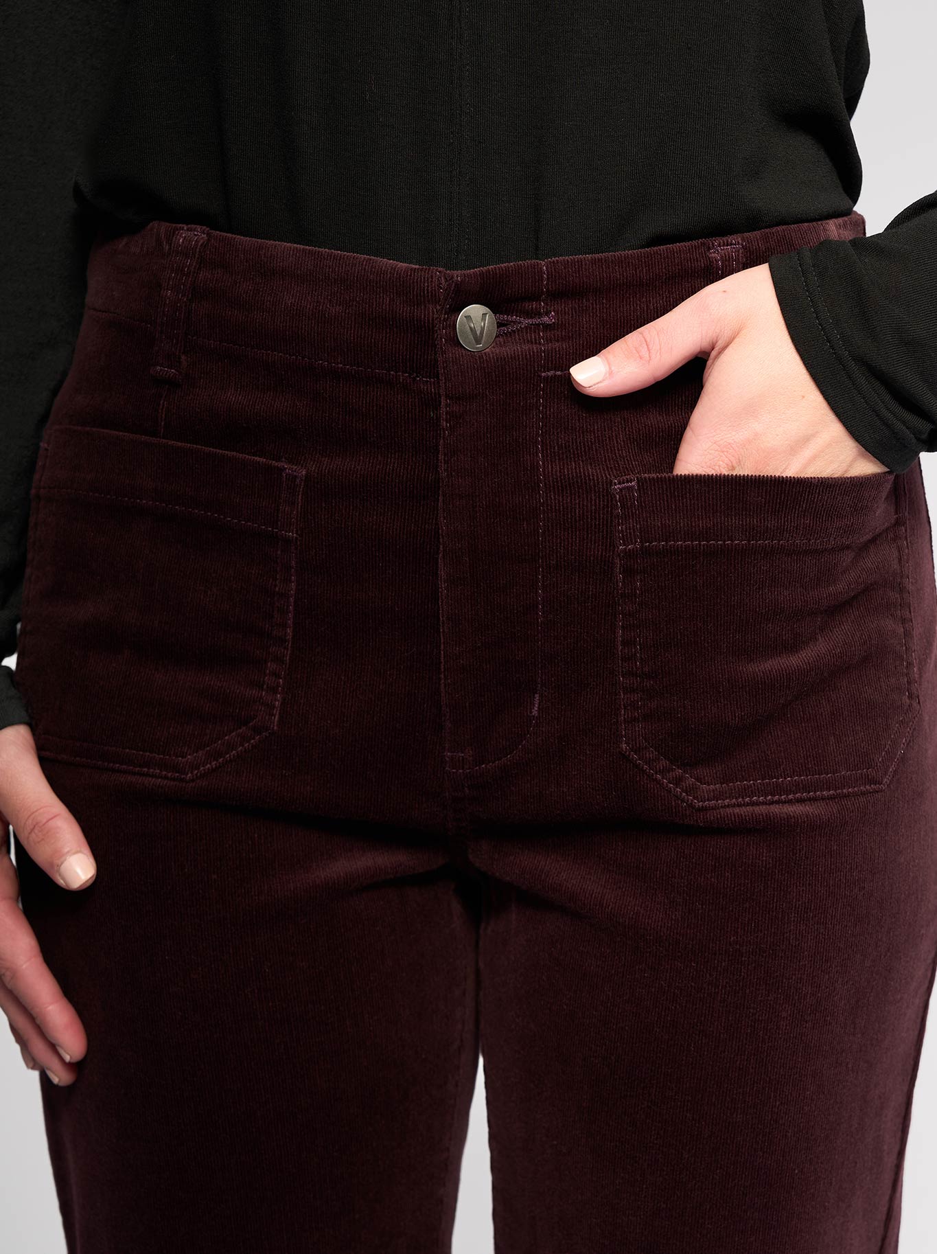 VASSALLI ANKLE GRAZER CORD PANT (Black)