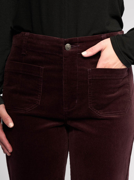 Vassalli Ankle Grazier Cord Pant (Merlot)