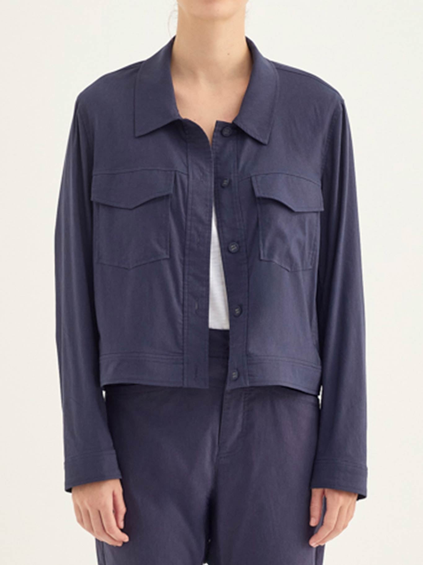 Image of Coats & Jackets. Product name - Verge Icon Jacket in Denim Marle colour by brand - Verge