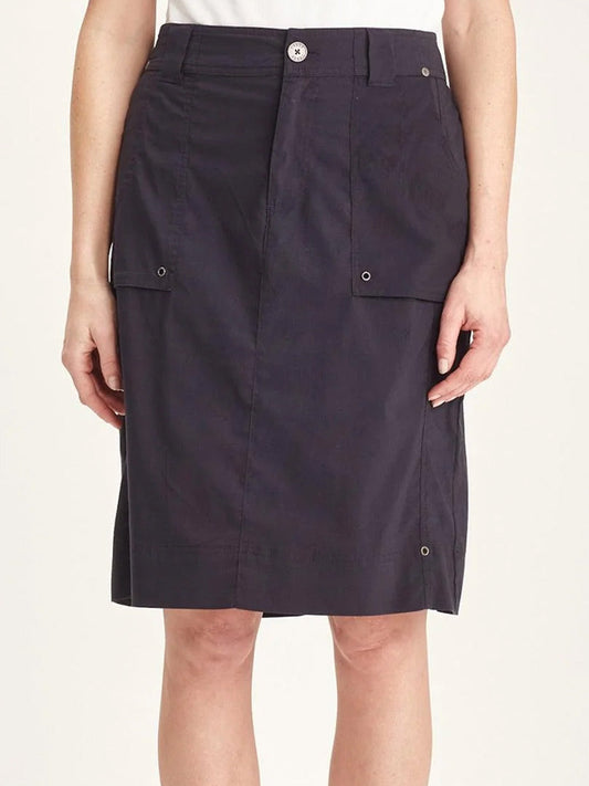 Image of a model wearing Skirts. Product name - VERGE ACROBAT LEGION SKIRT in Ink colour by brand - Verge