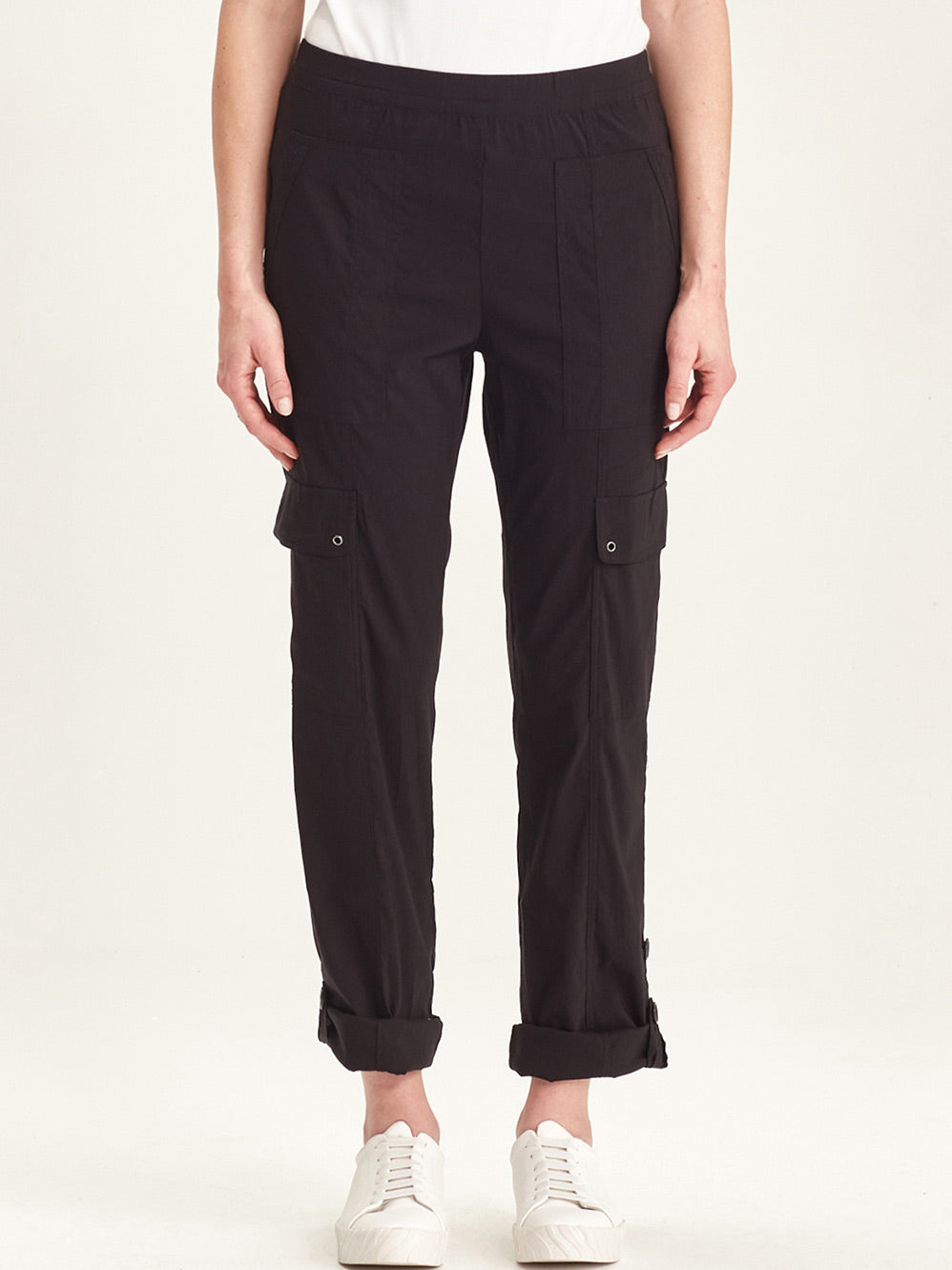 Image of a model wearing Pants. Product name - Verge Acrobat Cargo Pants in Black colour by brand - Verge