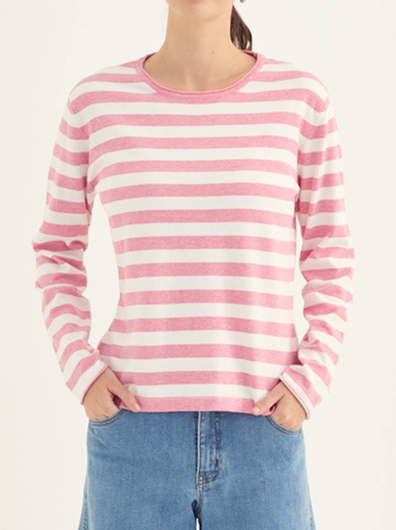 Image of a model wearing Outerwear. Product name - Verge Gabriel Sweater in Sherbet colour by brand - Verge
