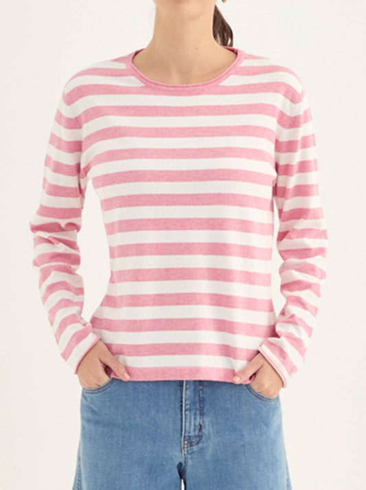 Image of a model wearing Outerwear. Product name - VERGE GABRIEL SWEATER in Sherbet colour by brand - Verge