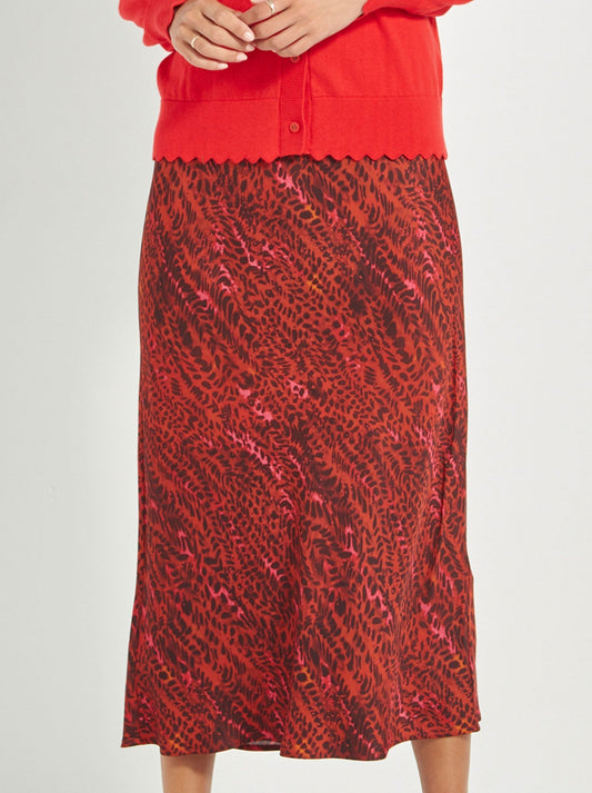 Image of a model wearing Skirts. Productname: VERGE EMBER SKIRT in Print colour by brand - Verge