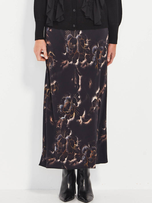 Image of a model wearing Skirts. Productname: Verge Dusk Skirt in Print colour by brand - Verge