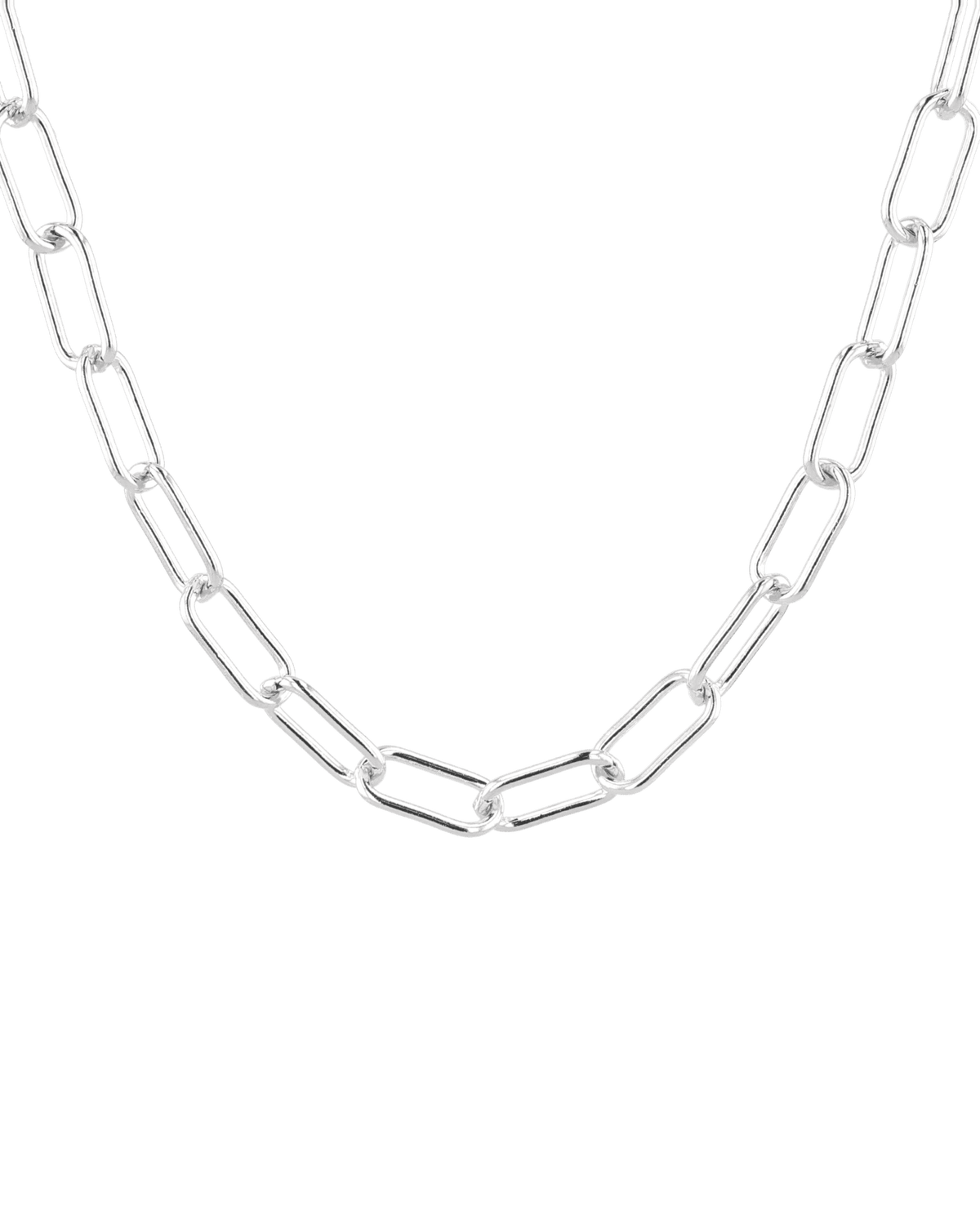 Image of Necklaces. Product name - Verona Silver Paperclip Chain Necklace in colour by brand - LAVANA