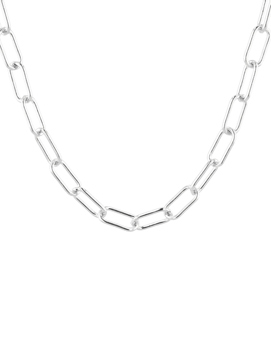 Image of Necklaces. Product name - Verona Silver Paperclip Chain Necklace in colour by brand - LAVANA