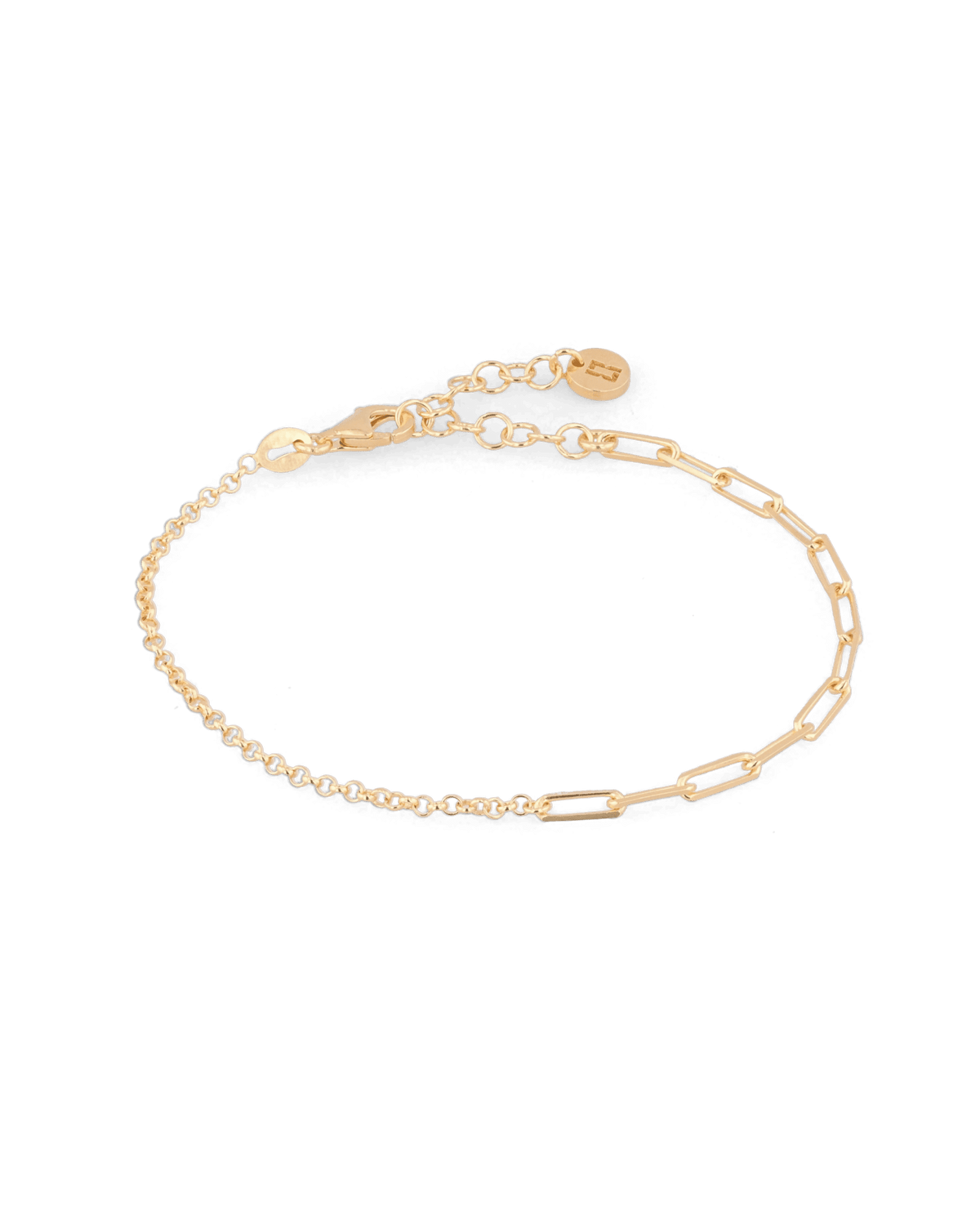 Image of Bracelets. Product name - Verona Gold Mixed Link Bracelet in colour by brand - LAVANA