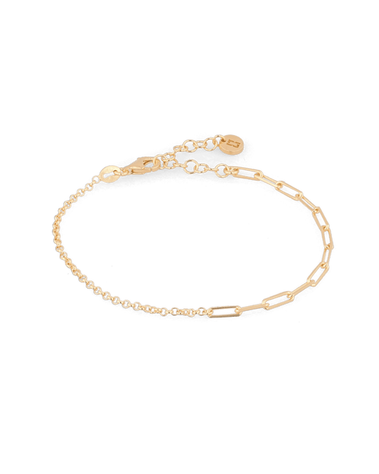 Image of Bracelets. Product name - Verona Gold Mixed Link Bracelet in colour by brand - LAVANA