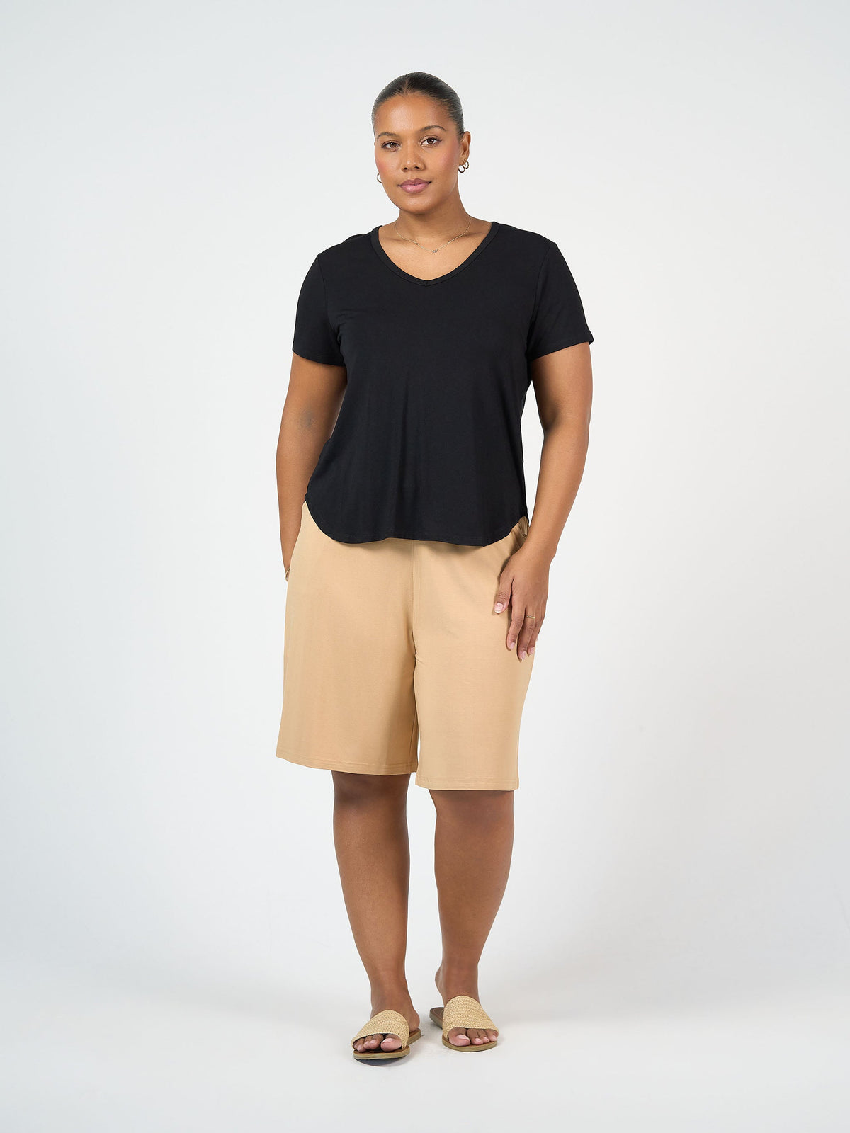 Lou Lou Veronica Bamboo V-Neck T-Shirt (Steel Leopard)
