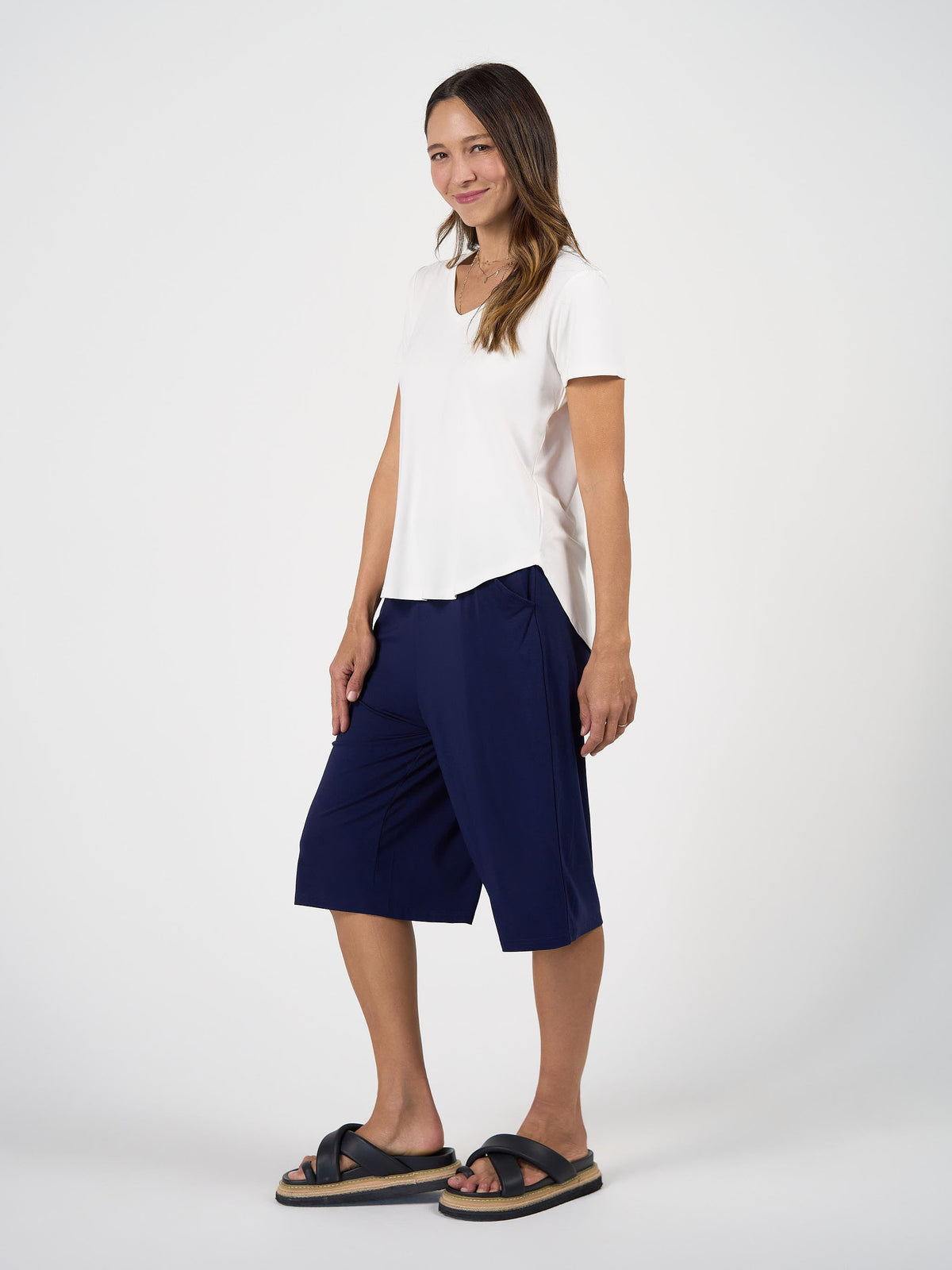 Lou Lou Bakar 3/4 Length Bamboo Culottes (Navy)