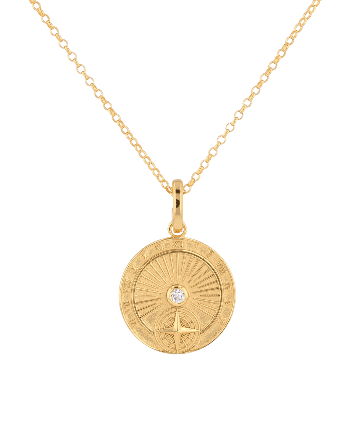 Image of Charms. Product name - Voyage Compass Gold Diamond Pendant in colour by brand - LAVANA